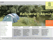 Tablet Screenshot of kanuverleih-altmuehl.de